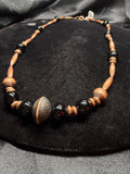 Copper Pearl & Saucer Beaded Necklace with Black Onyx Accents