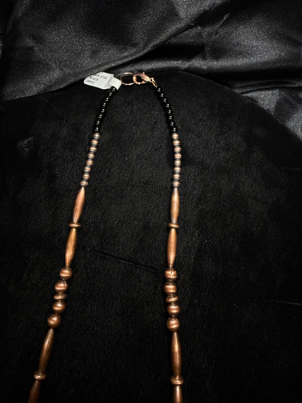 Copper Pearl & Black Onyx Beaded Necklace