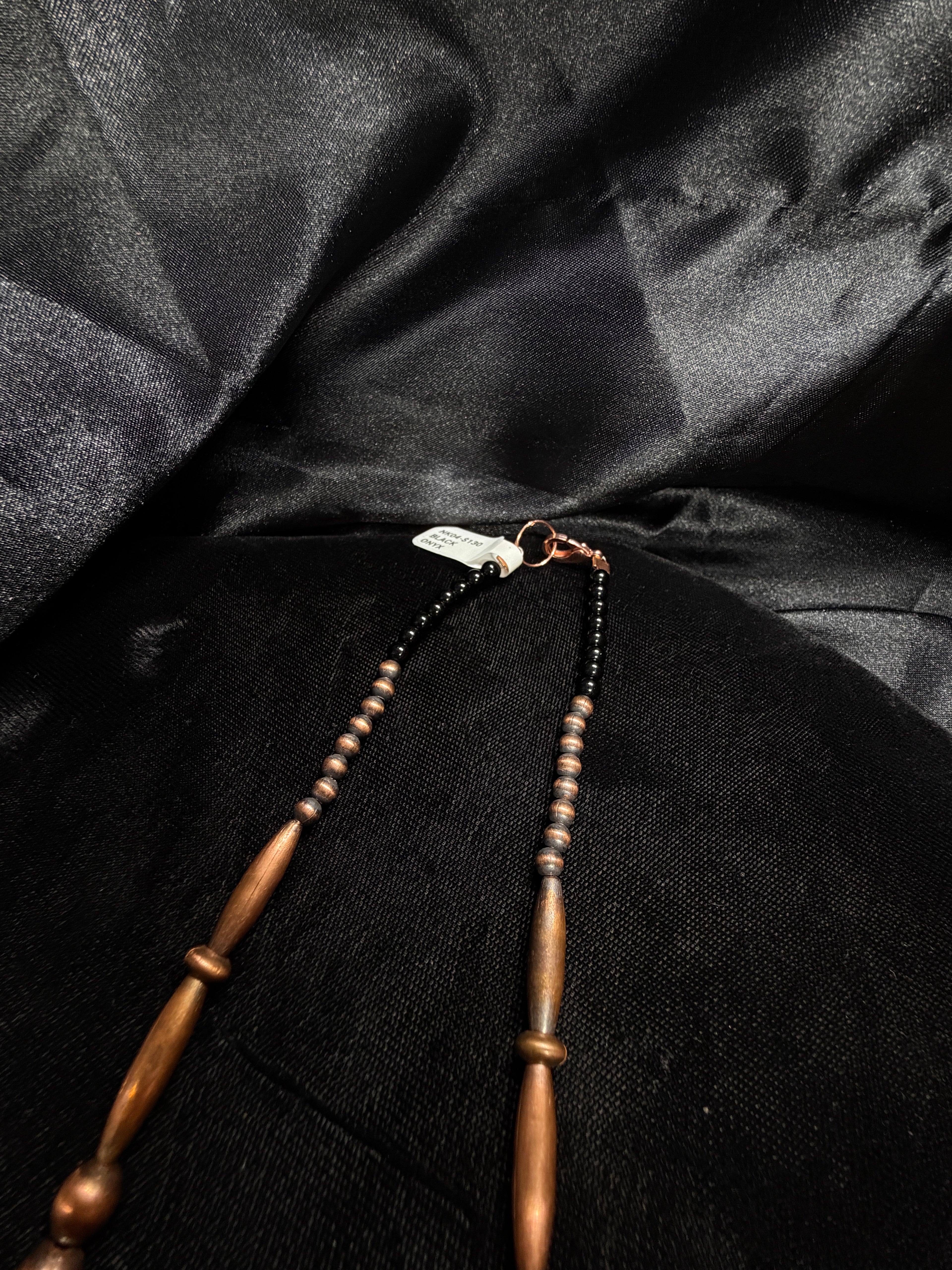Copper Pearl & Black Onyx Beaded Necklace