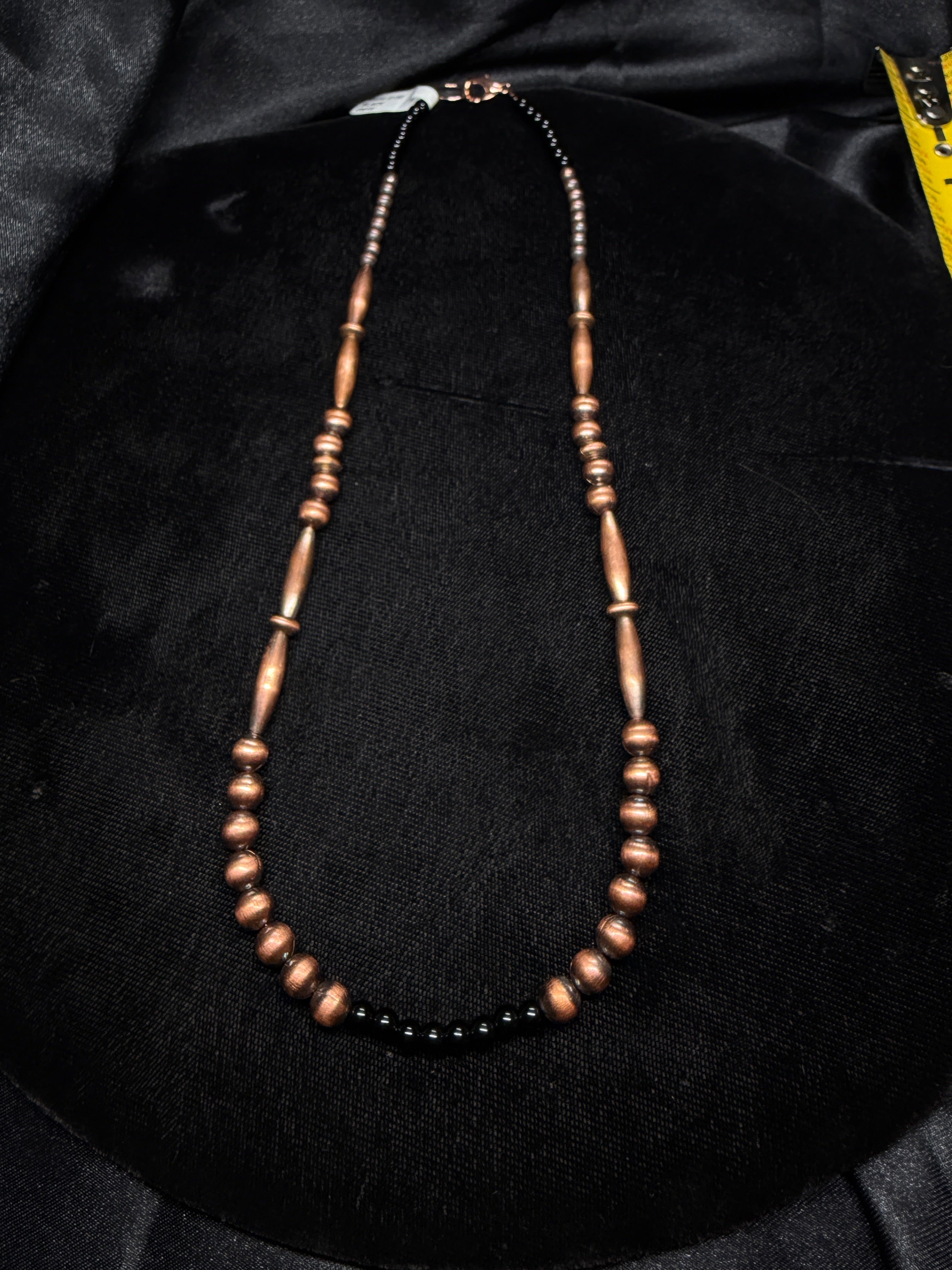 Copper Pearl & Black Onyx Beaded Necklace