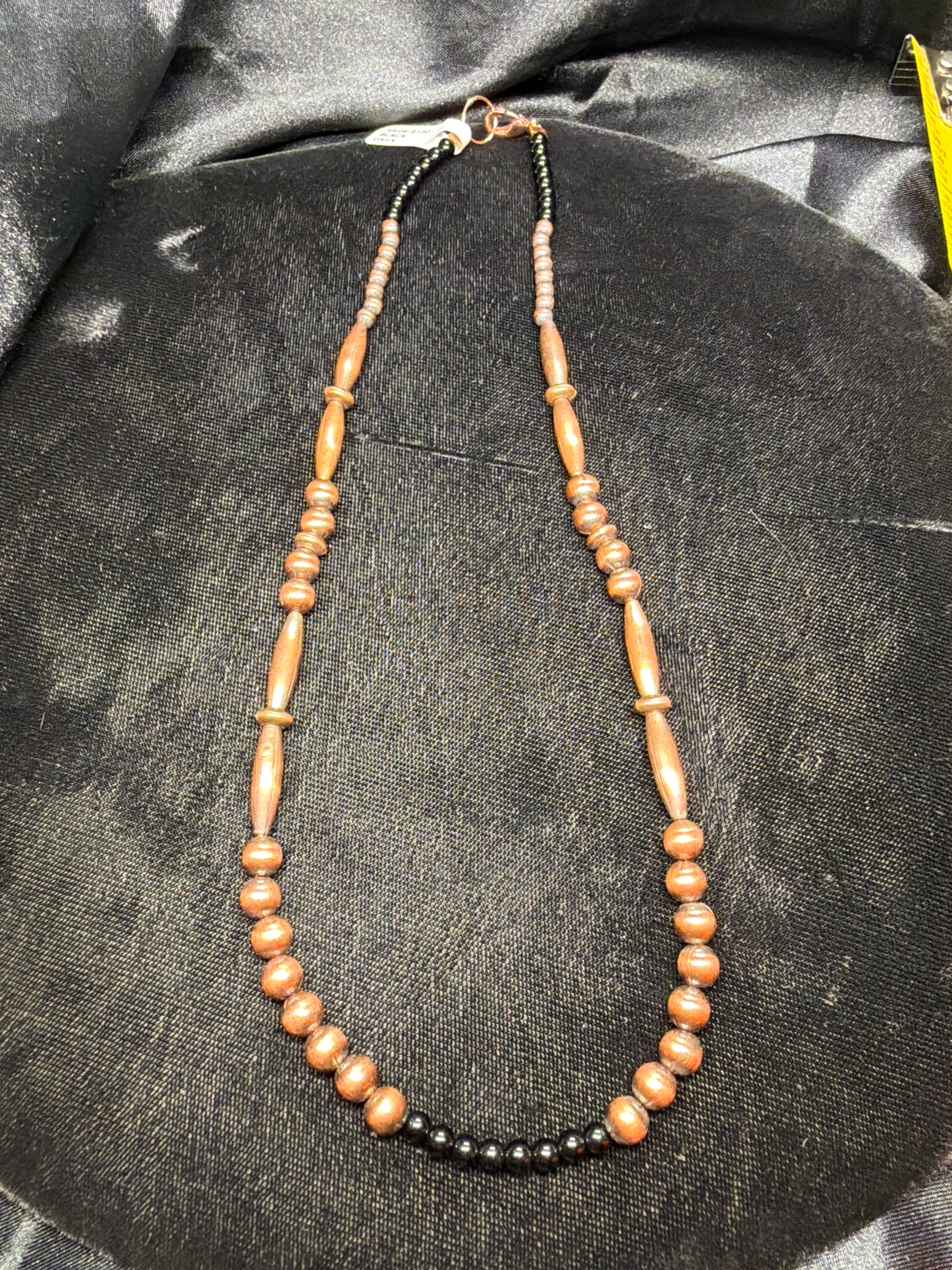 Copper Pearl & Black Onyx Beaded Necklace
