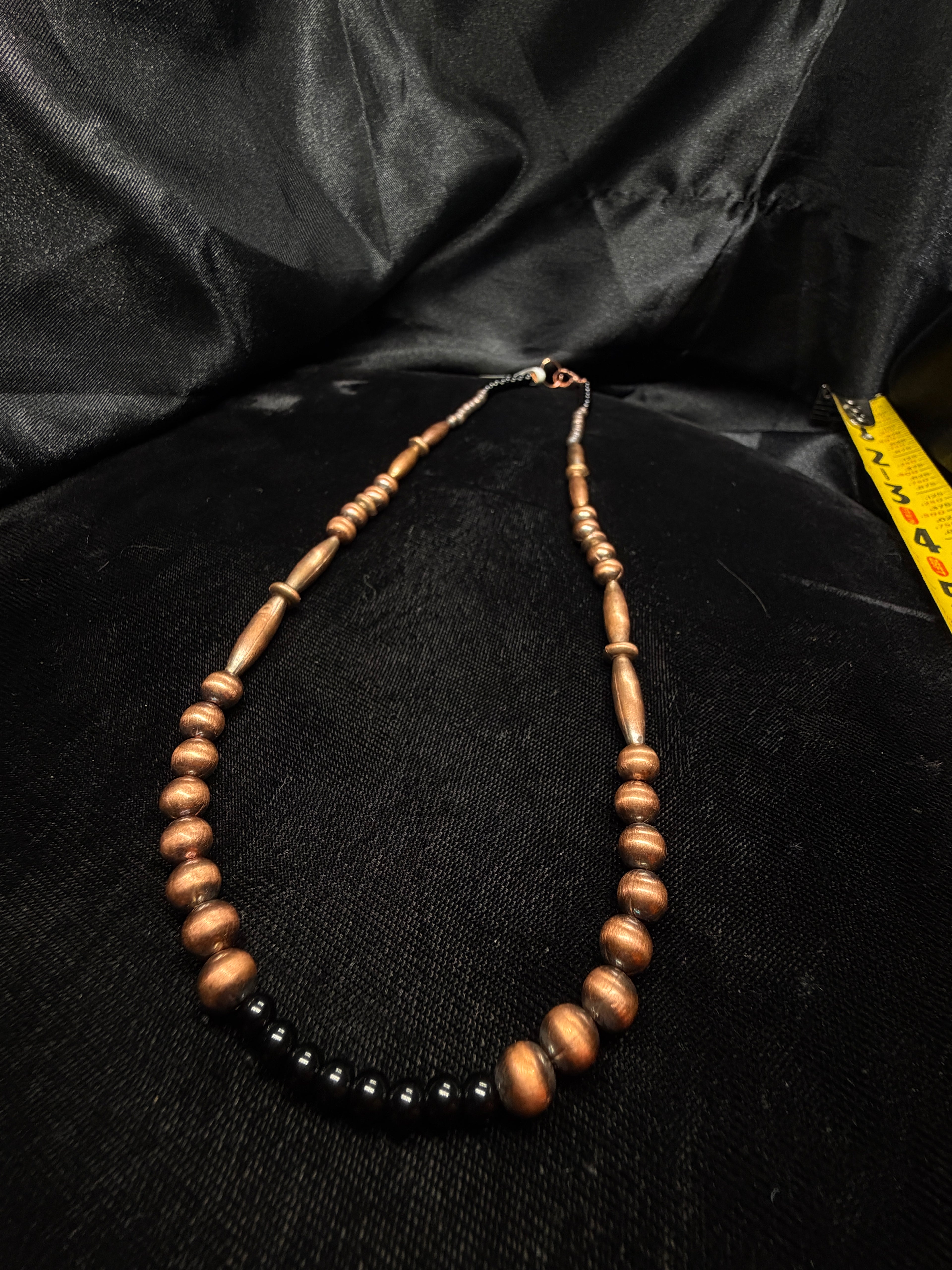 Copper Pearl & Black Onyx Beaded Necklace