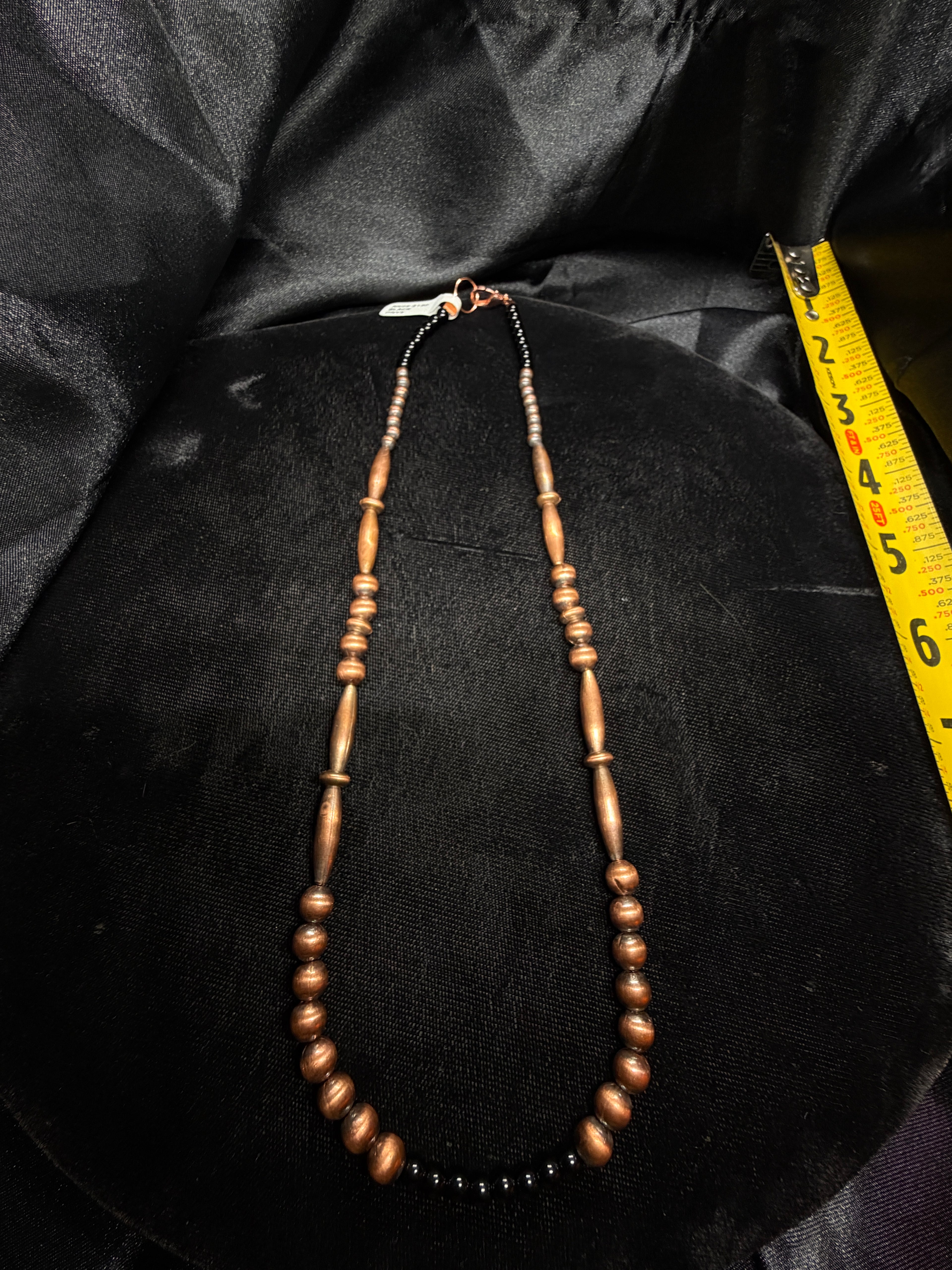 Copper Pearl & Black Onyx Beaded Necklace