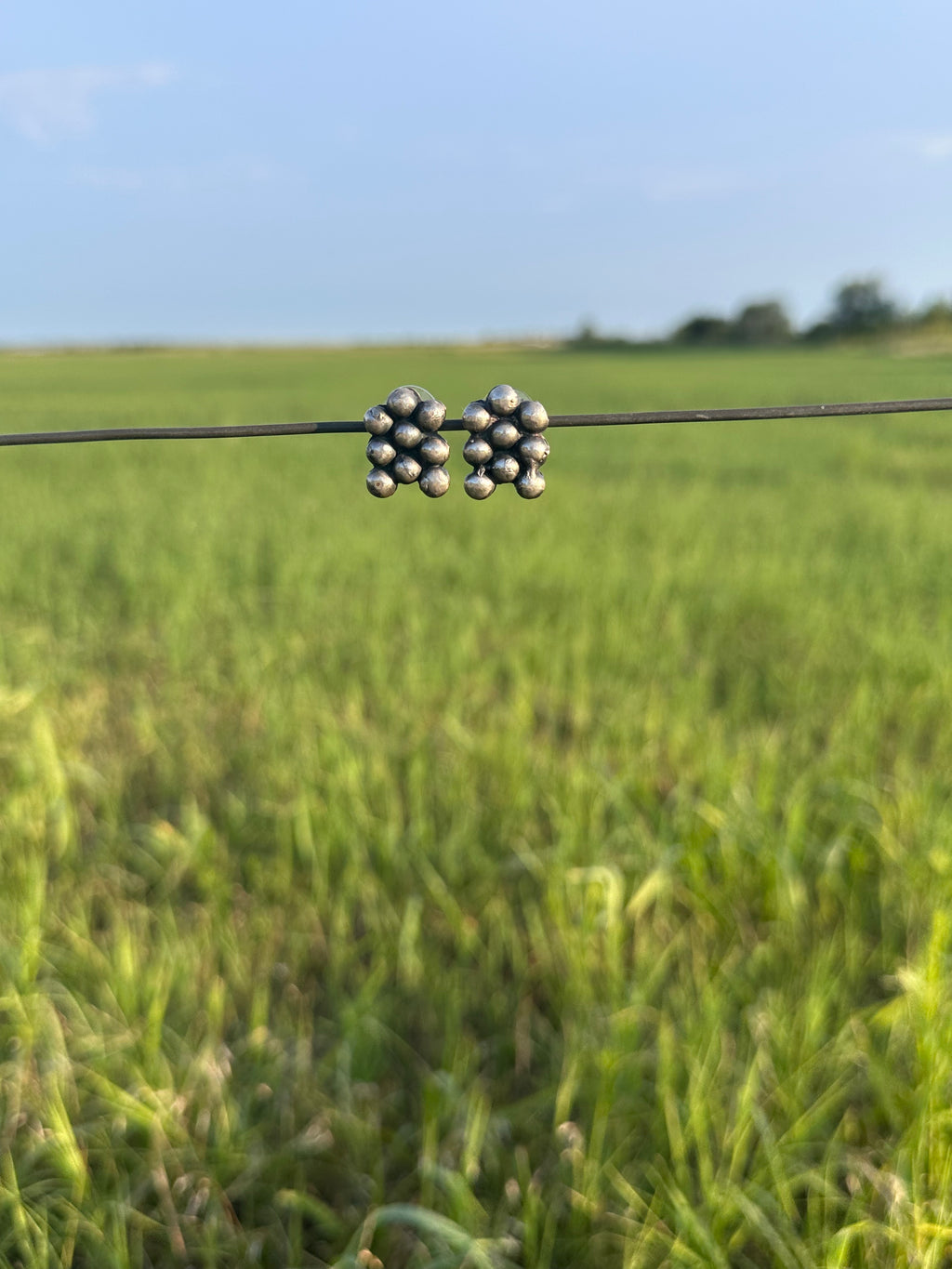 Handcrafted Sterling Silver Cluster Stud Earrings by Caddo Artist Kara Shepard Dougherty