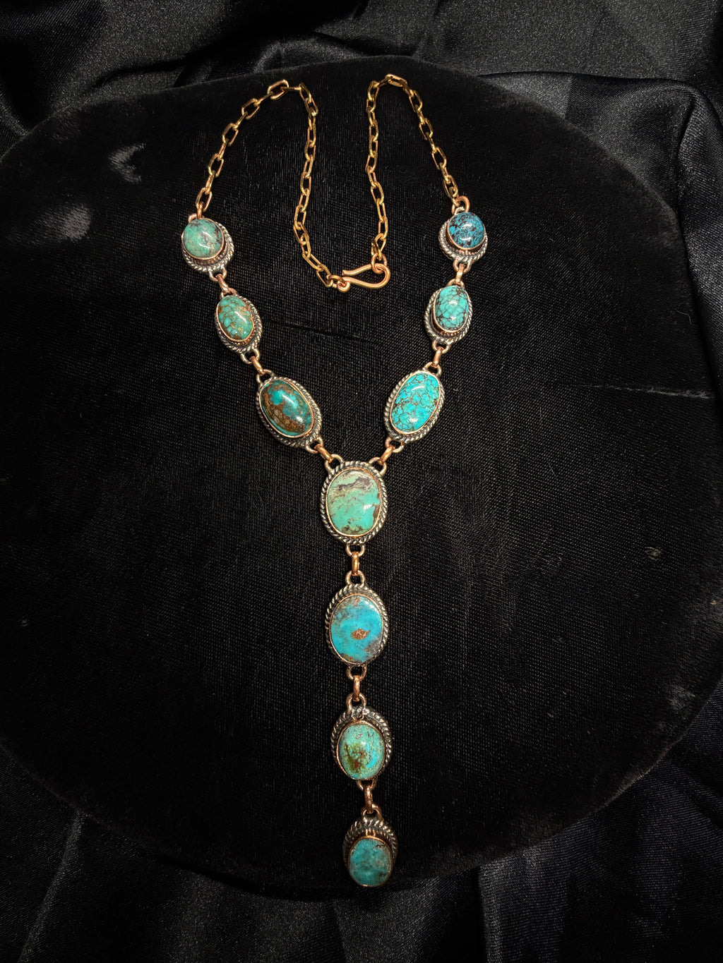 Copper Turquoise Y-Drop Statement Necklace