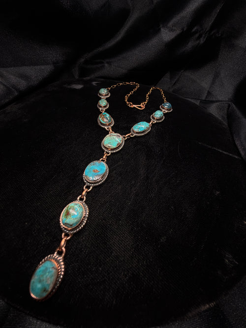 Copper Turquoise Y-Drop Statement Necklace