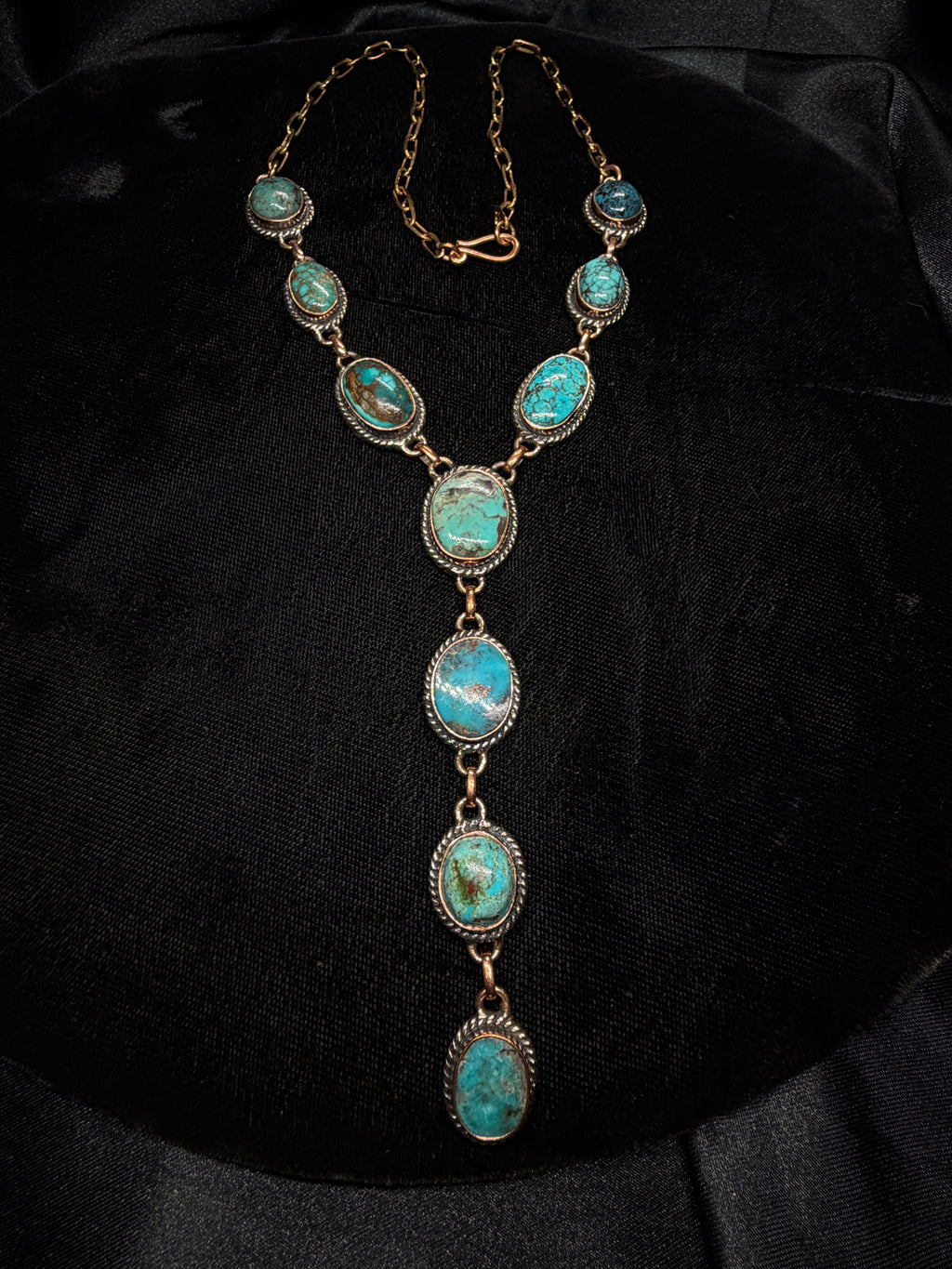 Copper Turquoise Y-Drop Statement Necklace