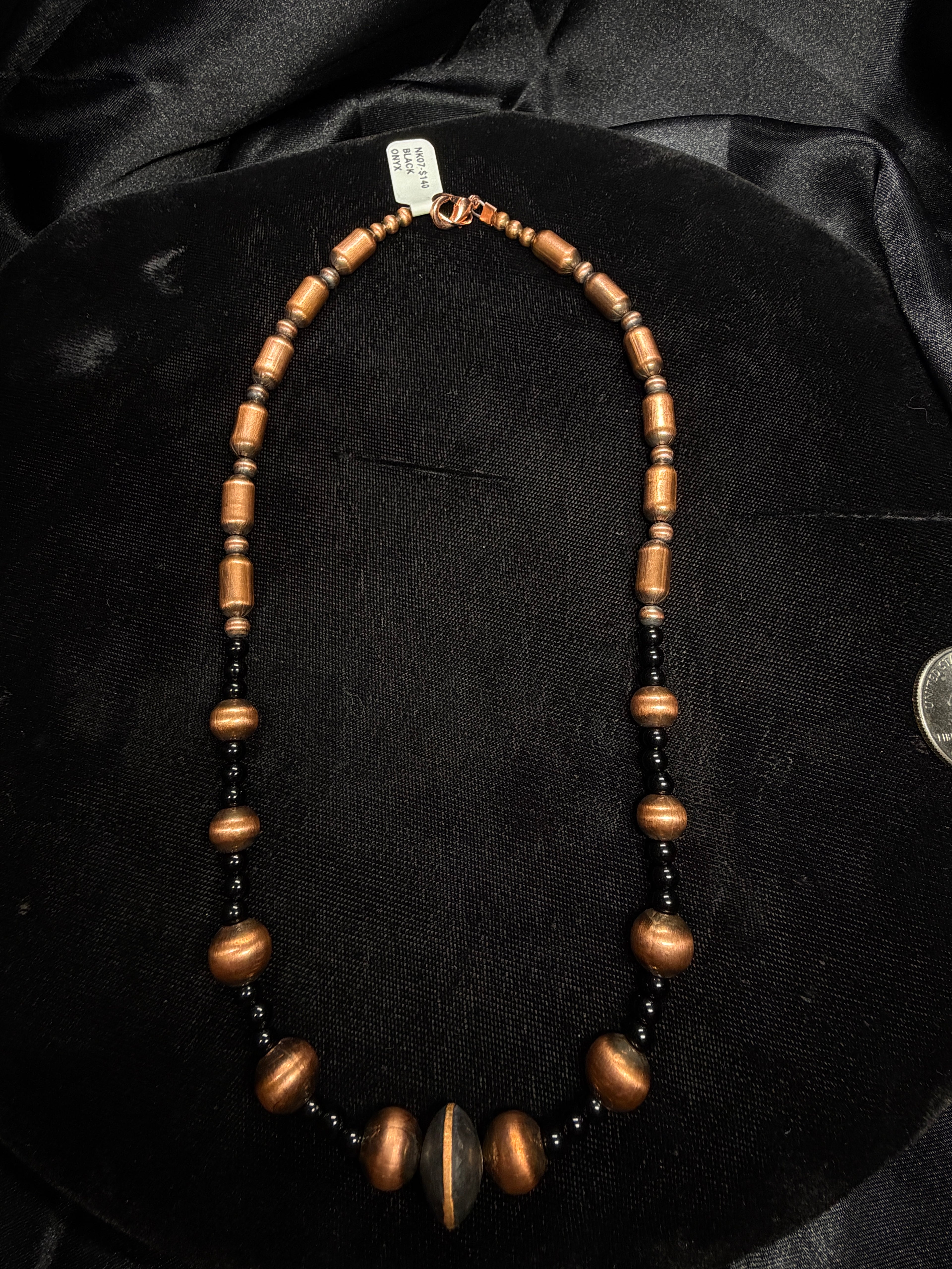 Copper & Black Onyx Beaded Necklace