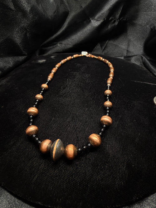 Copper & Black Onyx Beaded Necklace