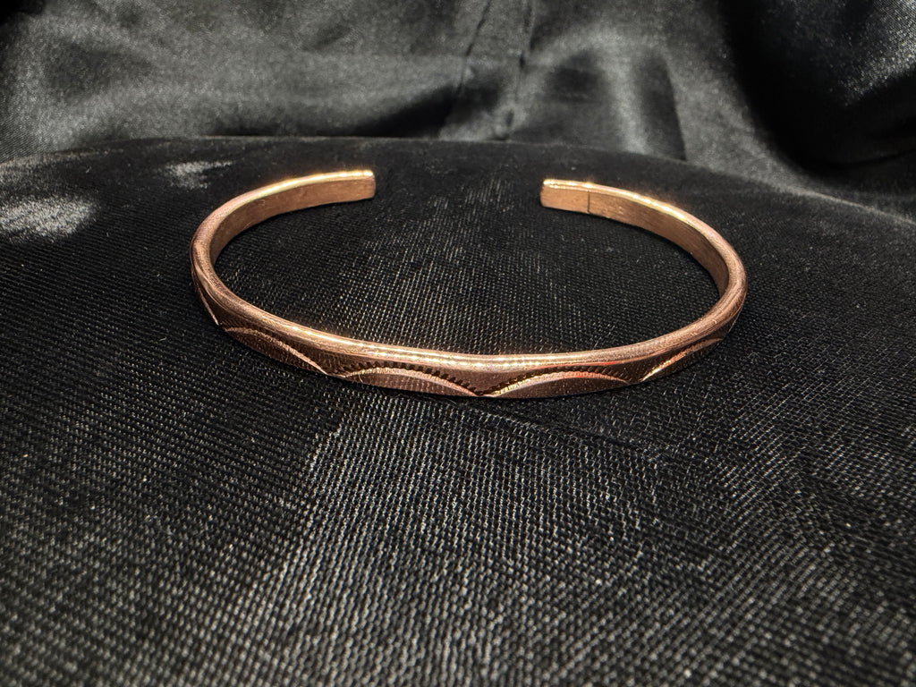 Hand-Stamped Copper Wave Cuff Bracelet