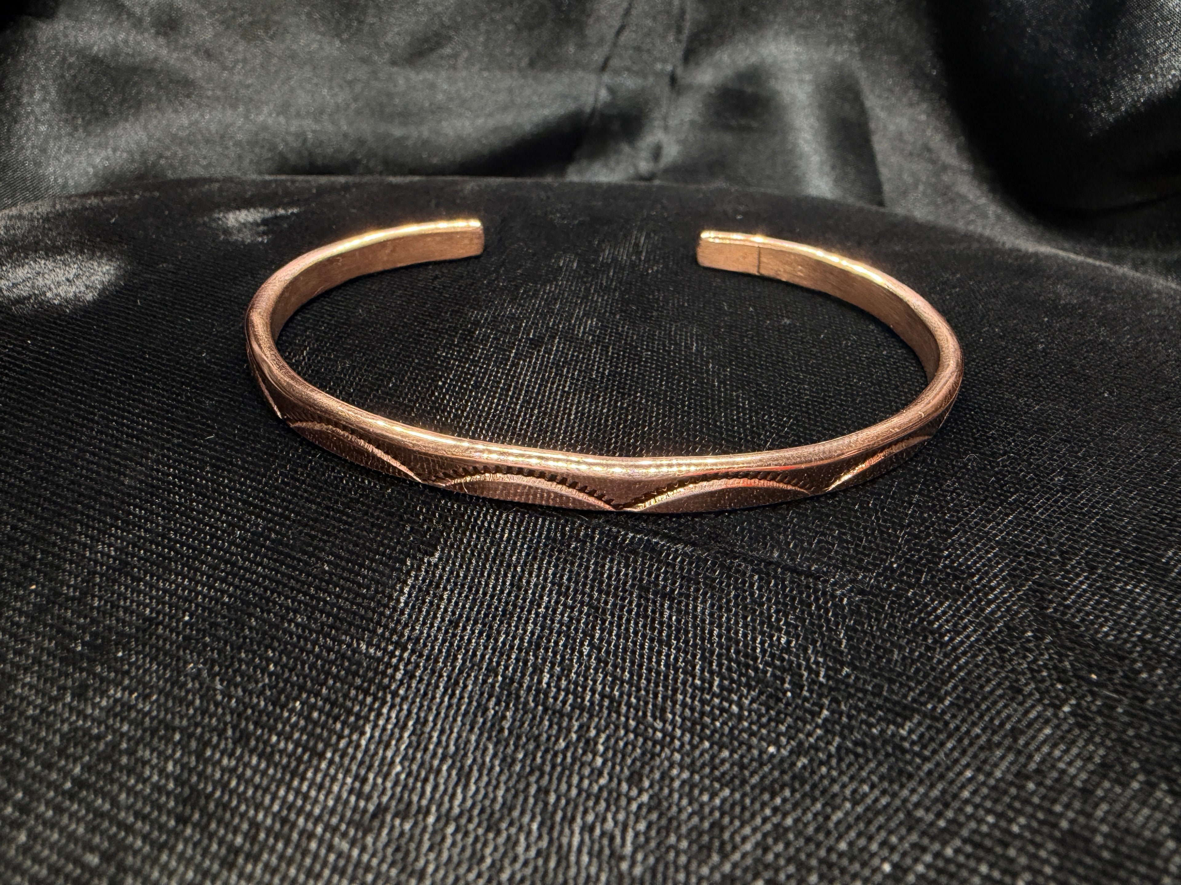 Hand-Stamped Copper Wave Cuff Bracelet