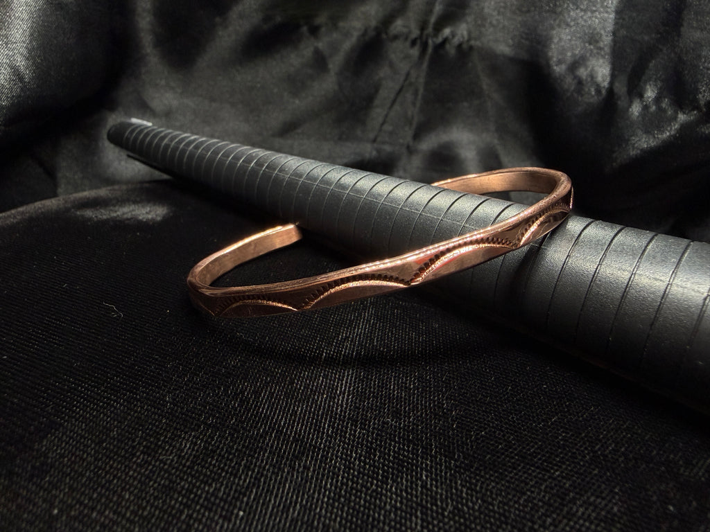 Hand-Stamped Copper Wave Cuff Bracelet