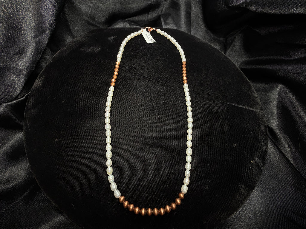 Copper & Freshwater Pearl Beaded Necklace