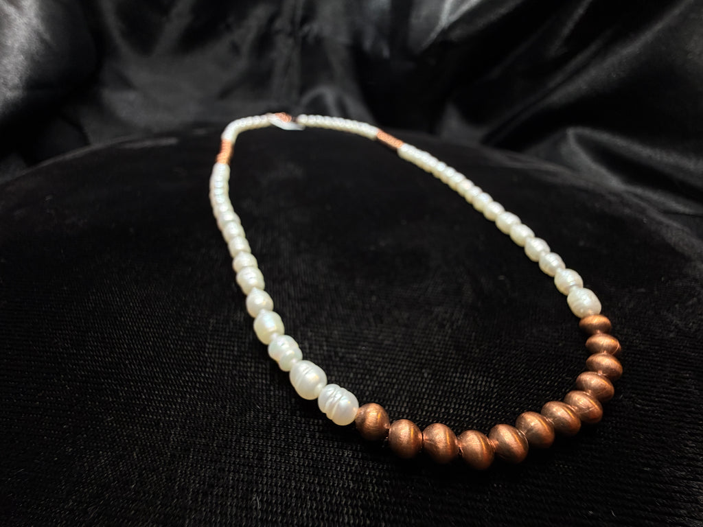 Copper & Freshwater Pearl Beaded Necklace
