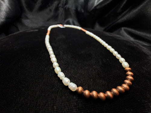 Copper & Freshwater Pearl Beaded Necklace