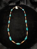 Genuine Green Lander Turquoise Nugget & Copper Necklace