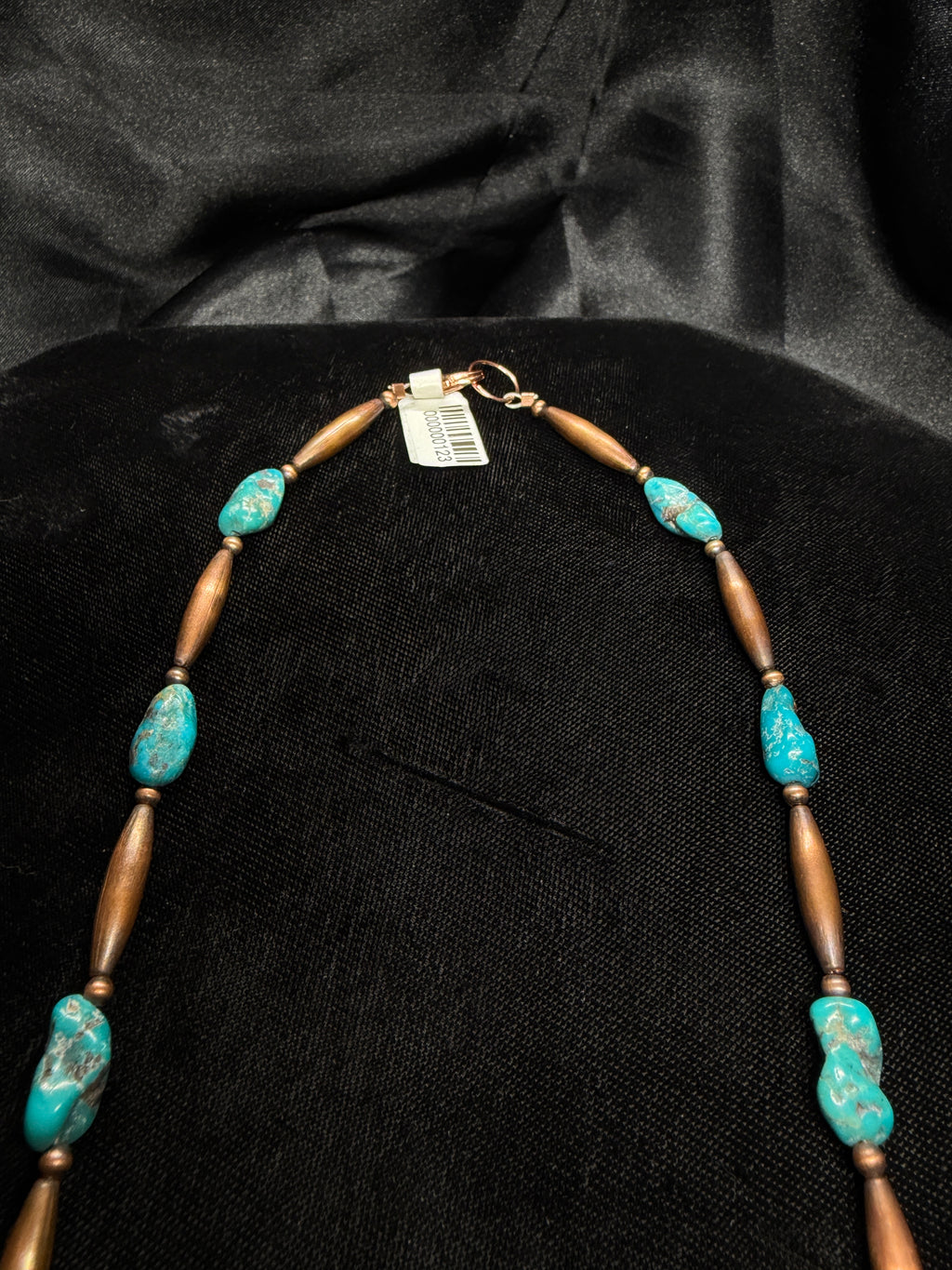 Genuine Green Lander Turquoise Nugget & Copper Necklace