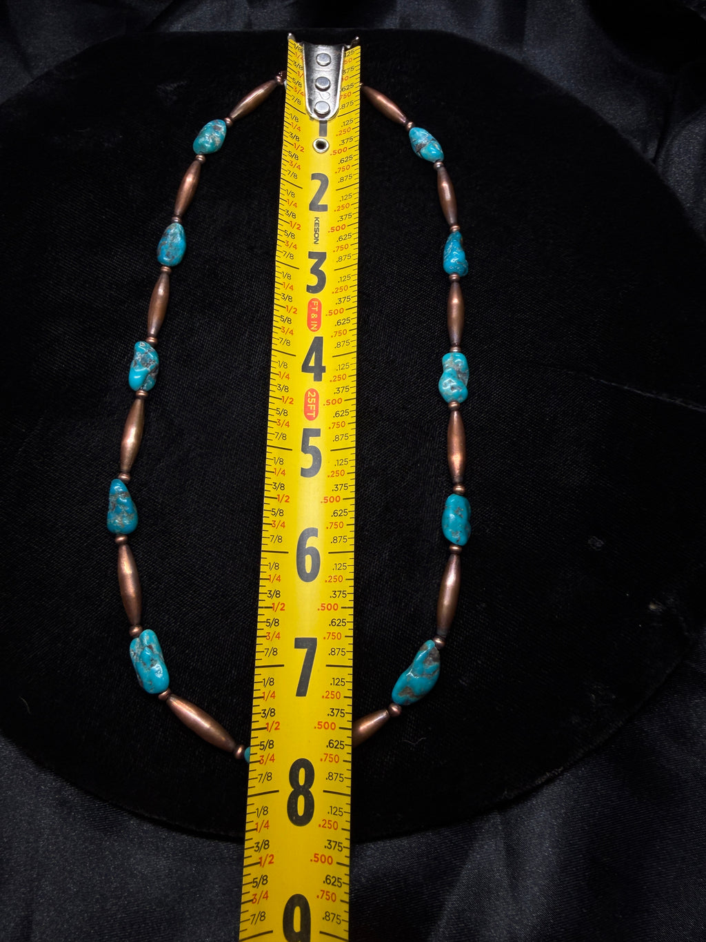 Genuine Green Lander Turquoise Nugget & Copper Necklace