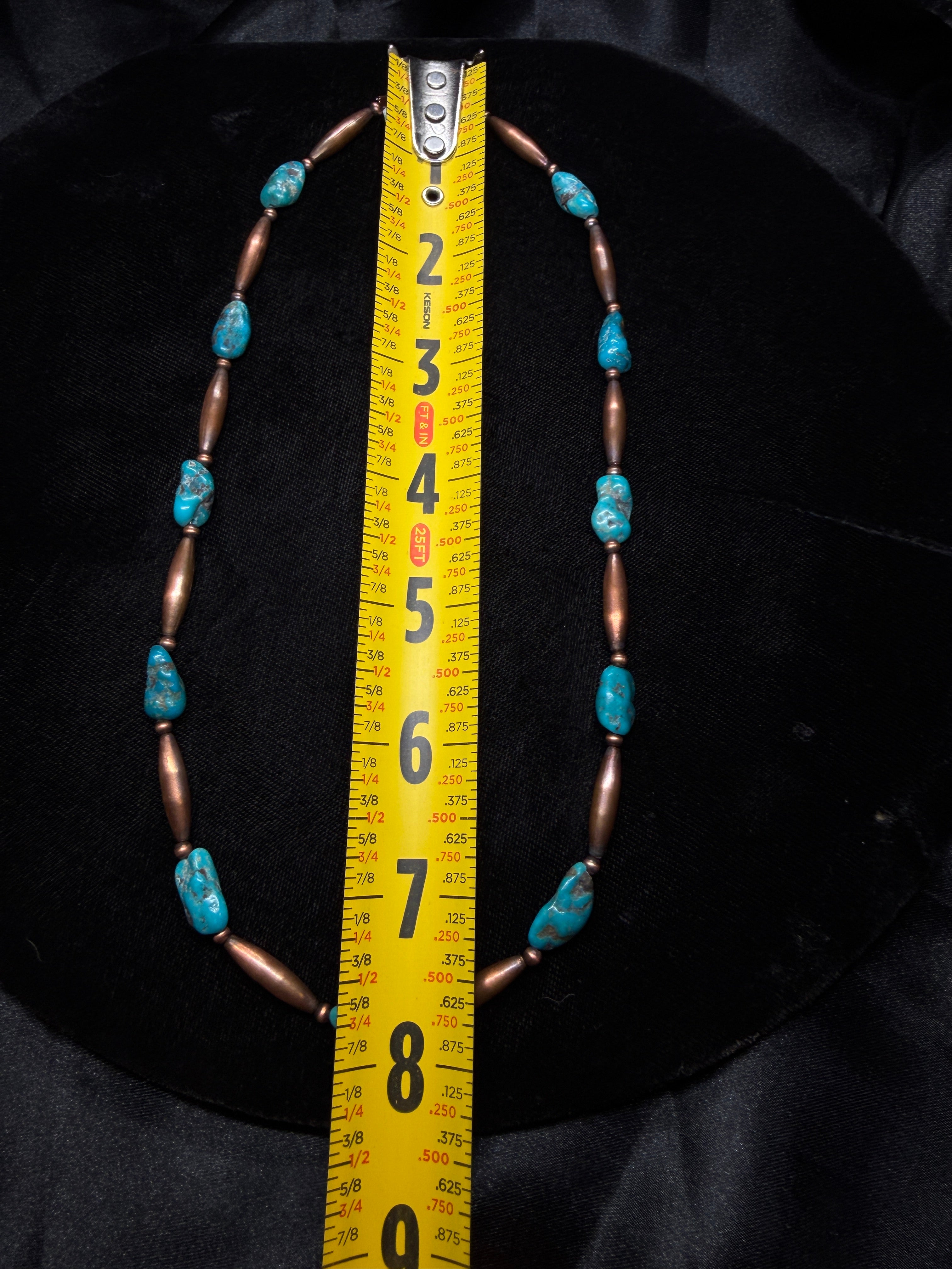 Genuine Green Lander Turquoise Nugget & Copper Necklace