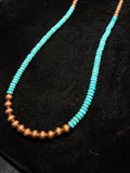 Kingman Turquoise & Copper Pearl Necklace