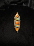 Copper Spiny Oyster Shell & Turquoise Cluster Adjustable Ring