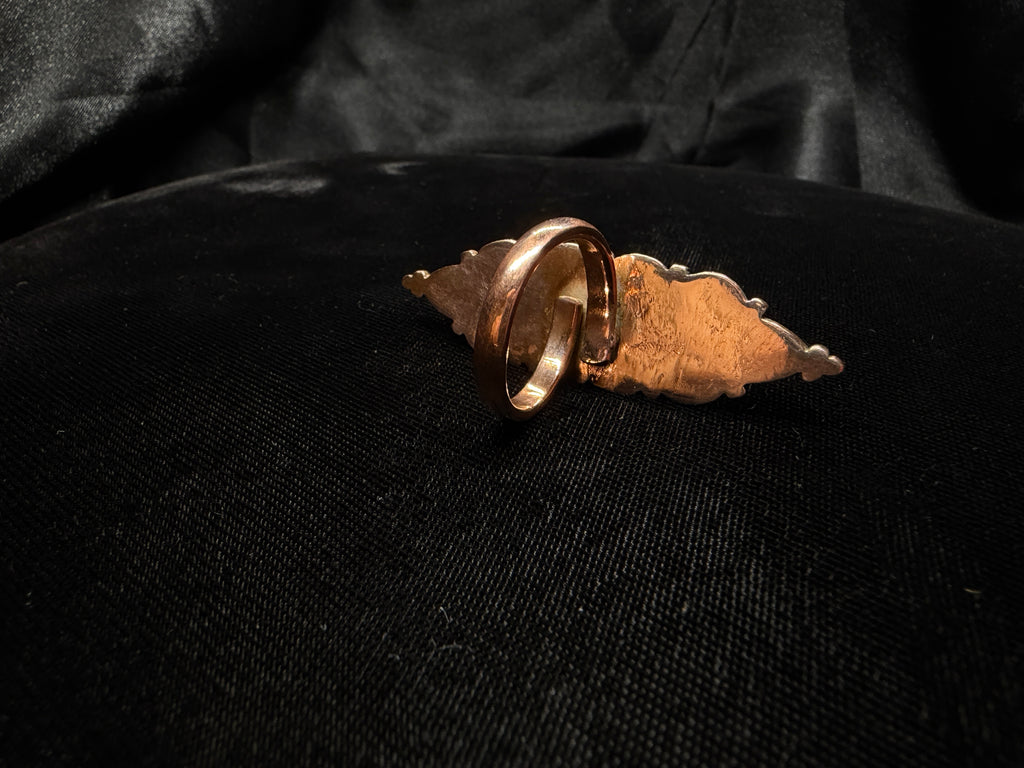 Copper Spiny Oyster Shell & Turquoise Cluster Adjustable Ring