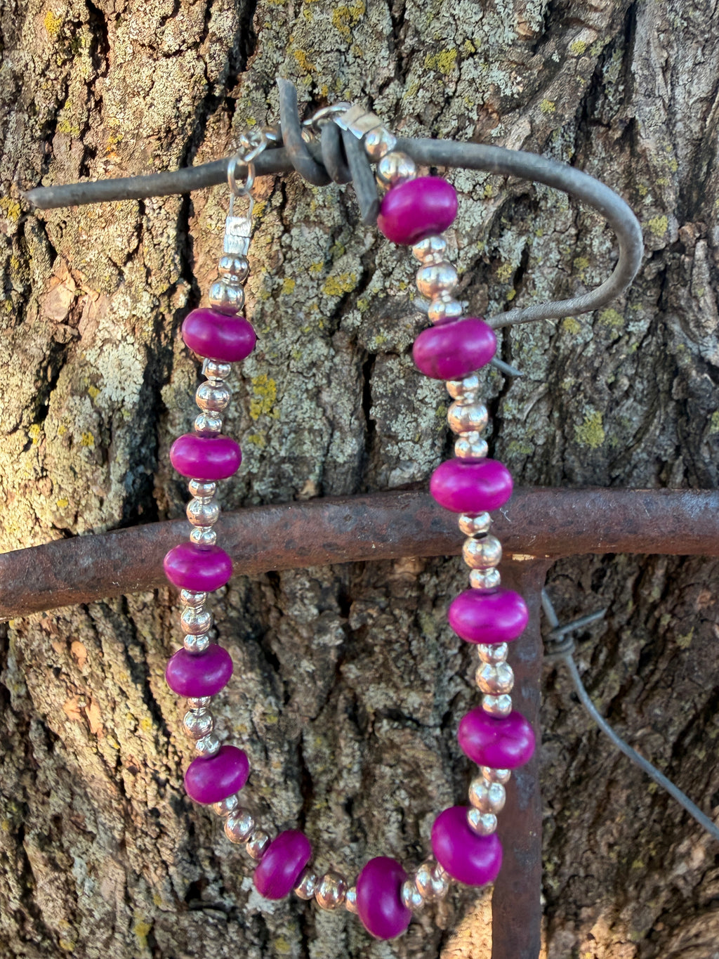 Purple Howlite Beaded Bracelet by Caddo Artist Elizabeth Stephens