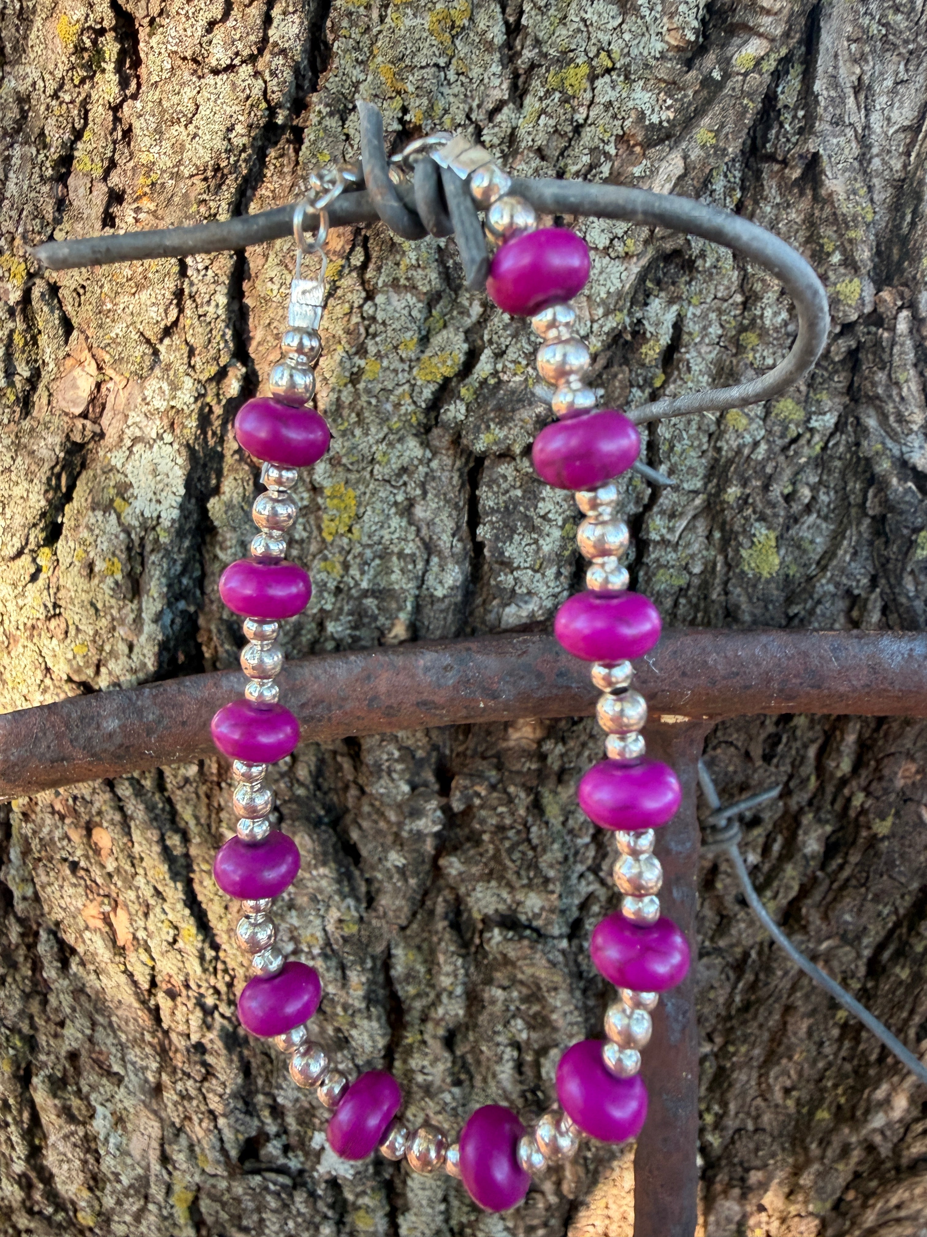 Purple Howlite Beaded Bracelet by Caddo Artist Elizabeth Stephens