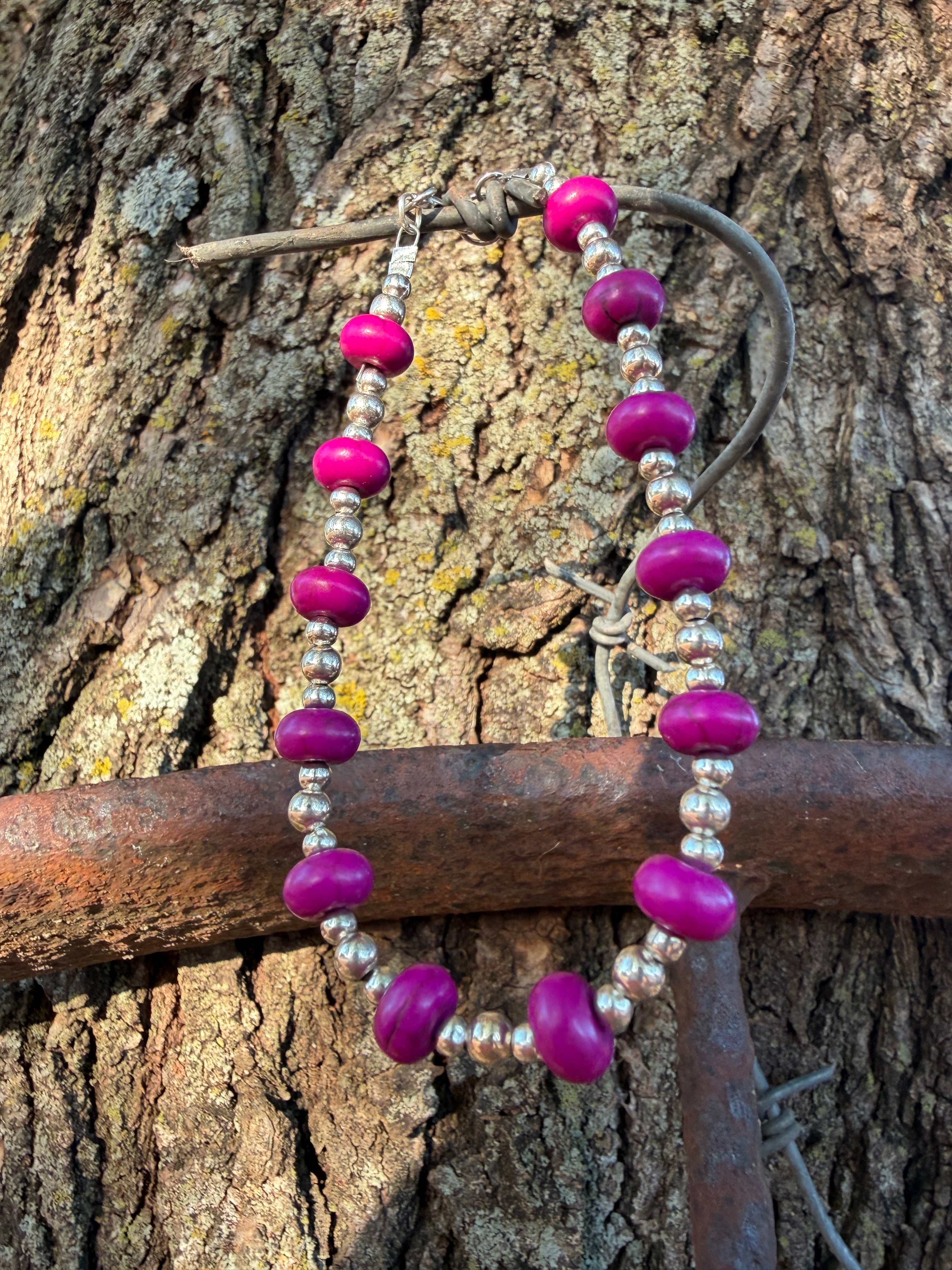 Purple Howlite Beaded Bracelet by Caddo Artist Elizabeth Stephens
