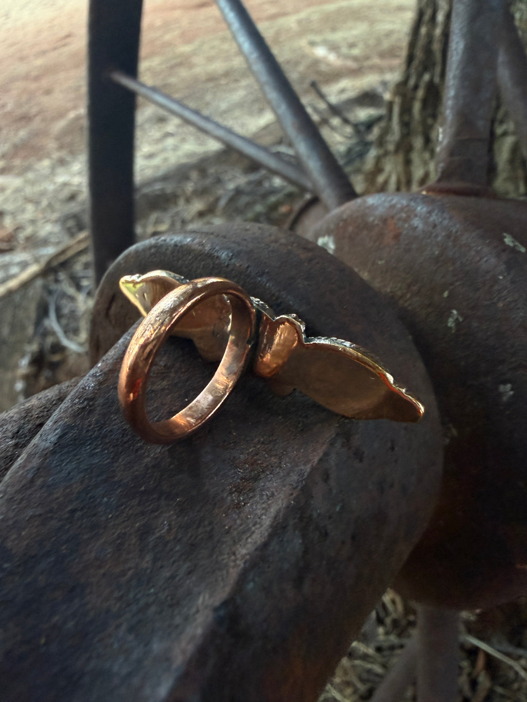Handcrafted Copper Triple Turquoise Ring – Size 7