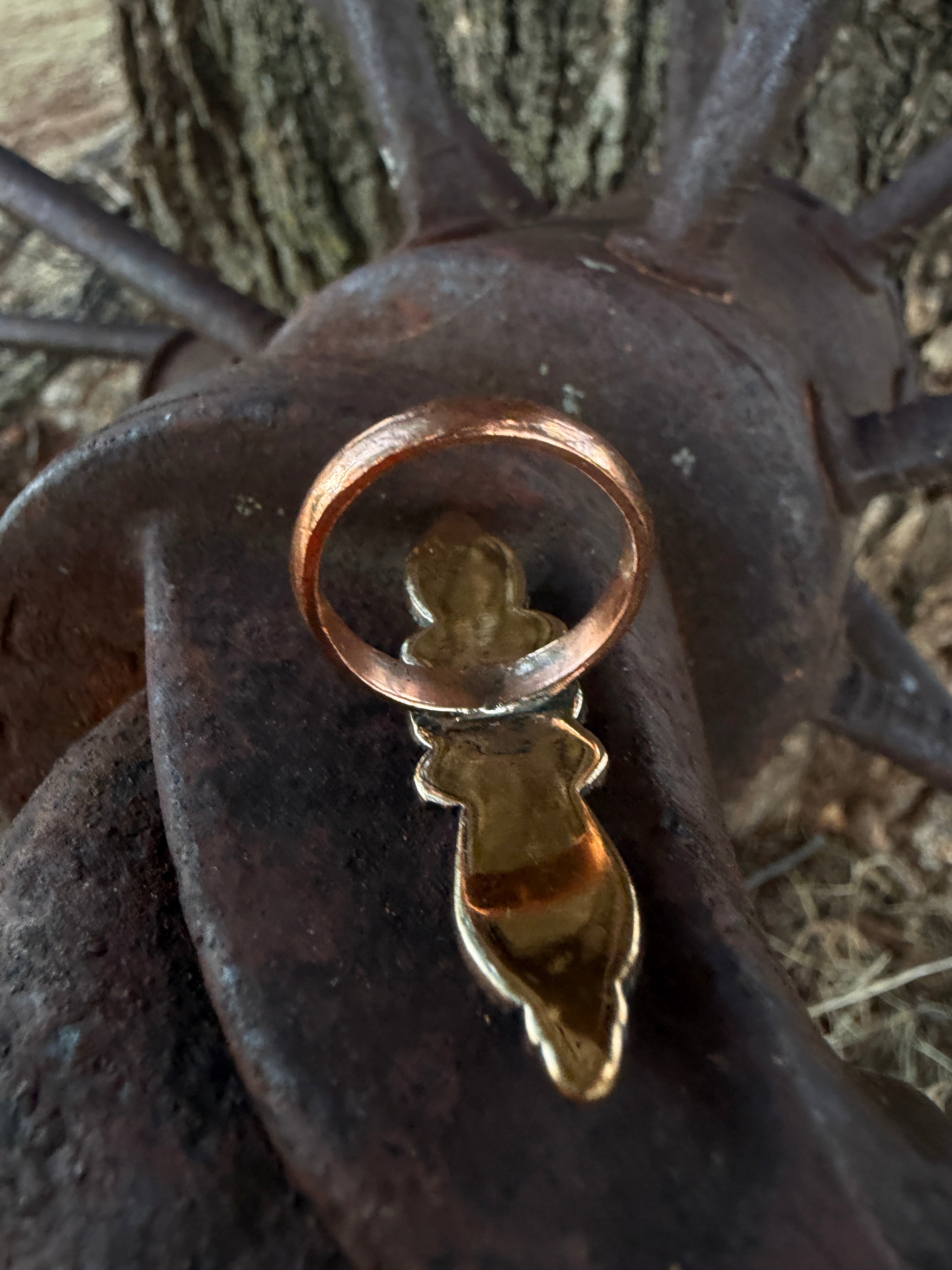 Handcrafted Copper Triple Turquoise Ring – Size 7
