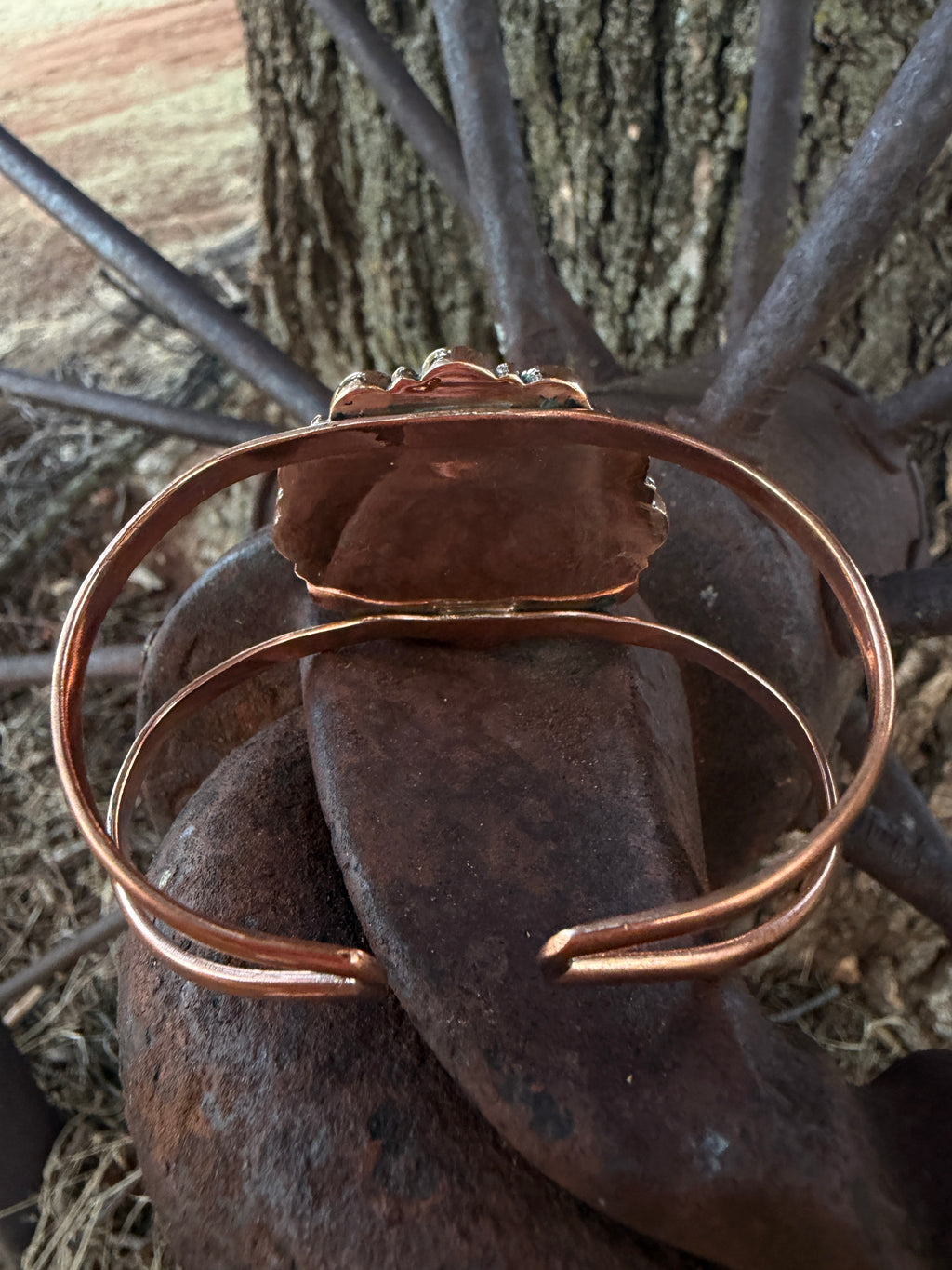 Handcrafted Copper Wild Horse & Turquoise Floral Jewelry Set