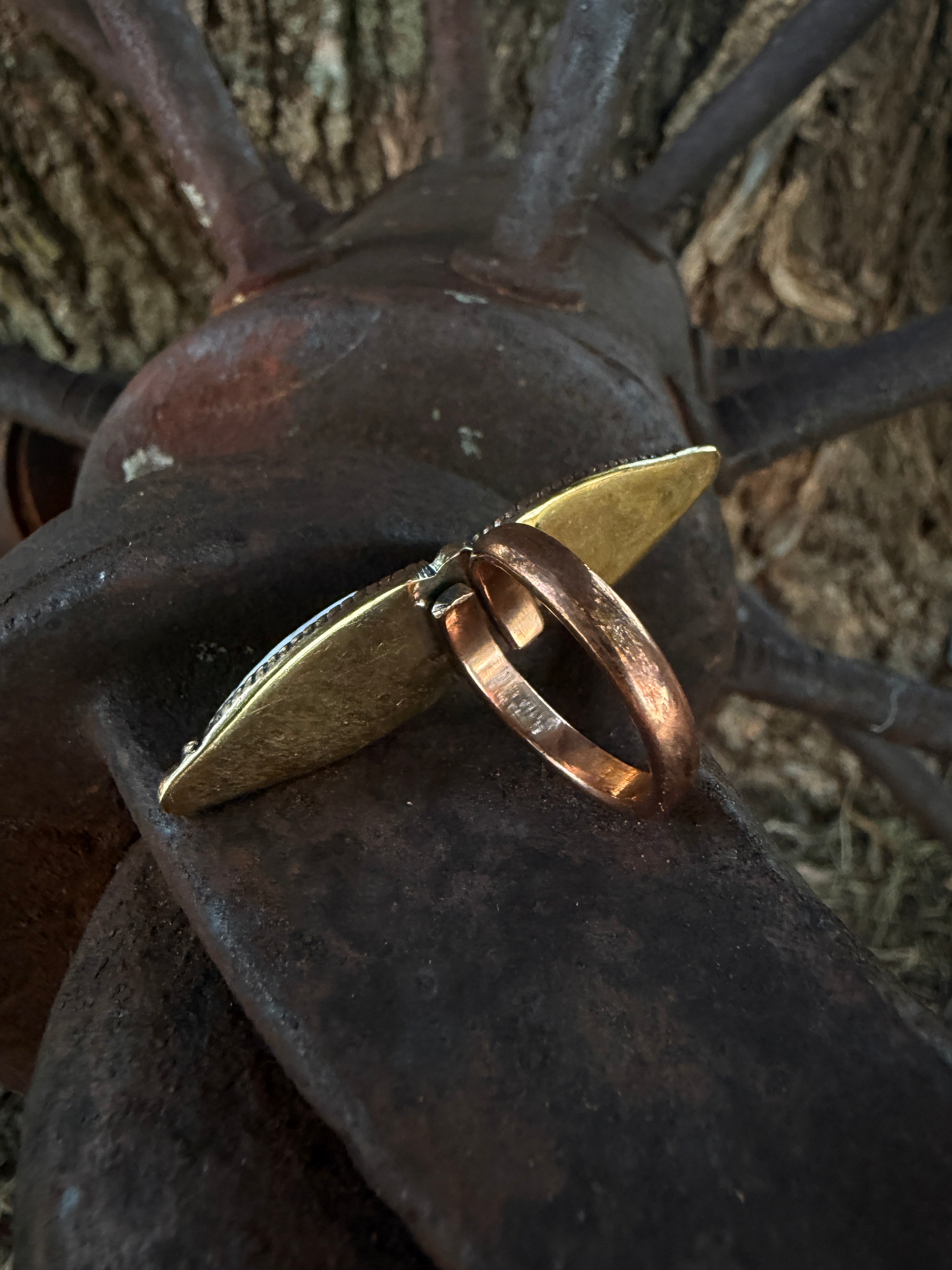 Handcrafted Copper Double White Buffalo Adjustable Ring (Size 6–8)