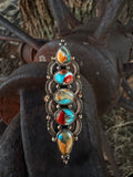 Handcrafted Copper Spiny Oyster & Turquoise Adjustable Ring (6-8)