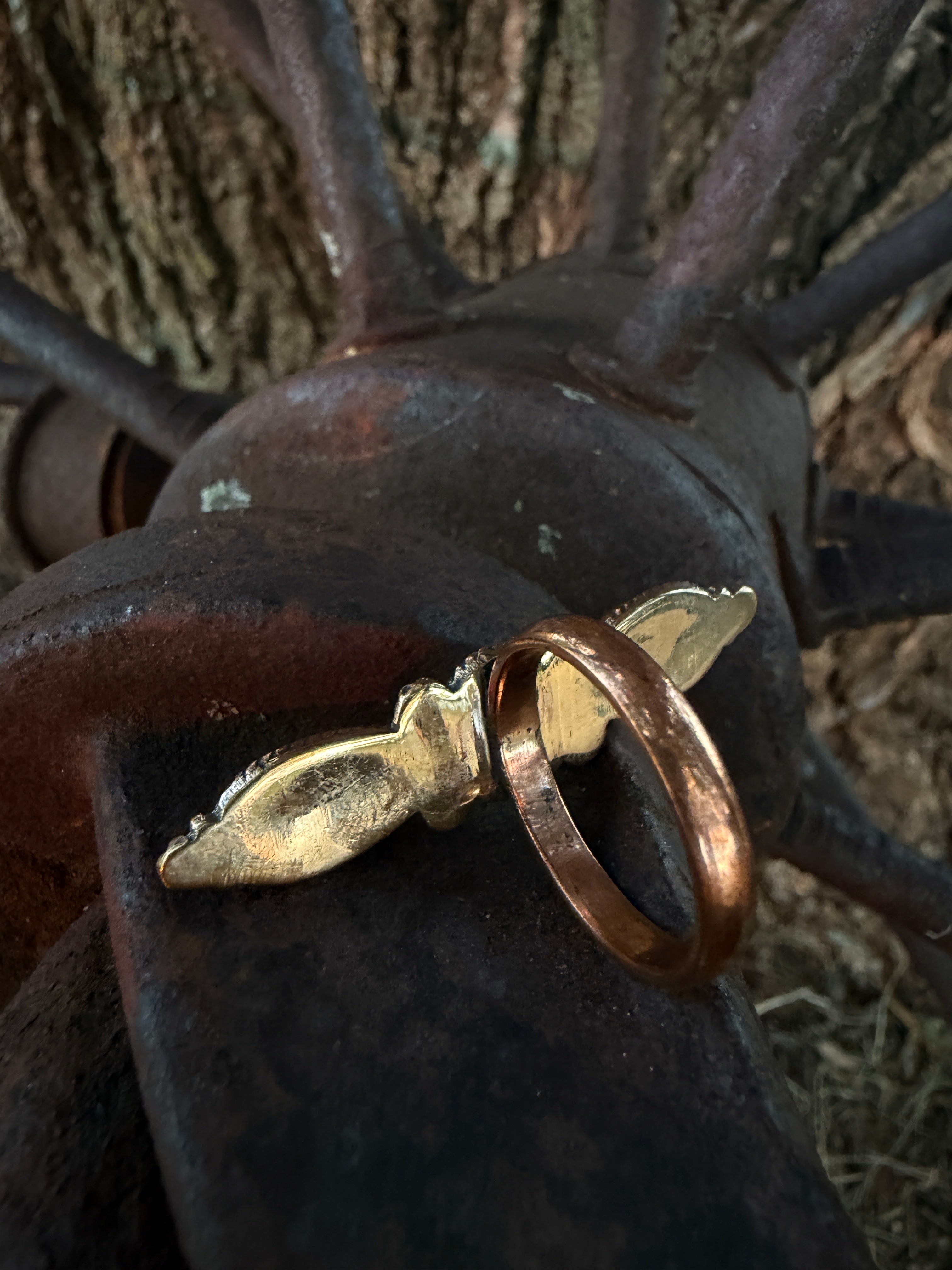 Handcrafted Copper Triple White Buffalo Ring – Size 9