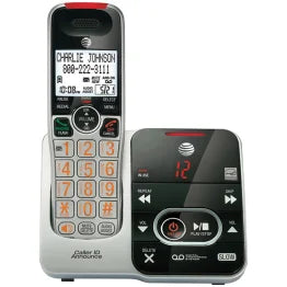 AT&T® 1-Cordless Handset DECT 6.0 Expandable Phone System for Landline, Answering System, Audio Assist®, Big Buttons, Large Text, and Caller ID