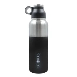 Brentwood® Geojug Stainless Steel Vacuum-Insulated Water Bottle (1.1 L; Black/Silver)