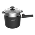 Brentwood® 1.6-Qt. 600-Watt Multifunction Electric Hot Pot Cooker with Ceramic Nonstick Coating and Stainless-Steel Food Steamer, Straight Handle, Black