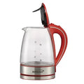 Brentwood® 7-Cup 1,100-Watt Cordless Tempered-Glass Electric Kettle with Auto Shutoff (Red)