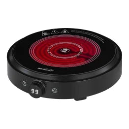 Brentwood® Select 10-In. 1,300-Watt Countertop Ceramic Glass Cooktop Surface with Single 8-In. Infrared Burner, Black