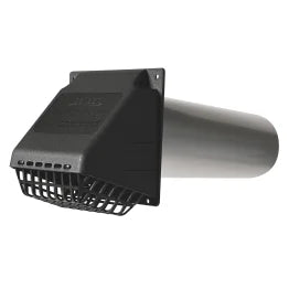 Deflecto® 4-In. Wide-Mouth Dryer Vent Hood Kit with Damper, Detachable Bird Guard, Collar, and Aluminum Pipe, RVHABLK4