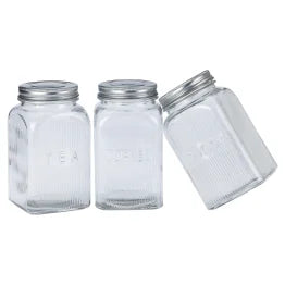 EuroHome Coffee, Tea, and Sugar Glass Canister 3-Piece Set