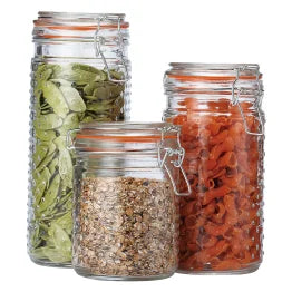 EuroHome Glass Canister with Gasket 3-Piece Set
