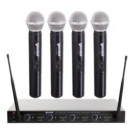 Gemini® UHF-04M-S1234 UHF 4-Channel Wireless Microphone System with 4 Handheld Microphones and Receiver