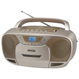 JENSEN® CD-590 3-Watt Portable Stereo CD and Cassette Player/Recorder with AM/FM Radio and Bluetooth® (Champagne Gold)