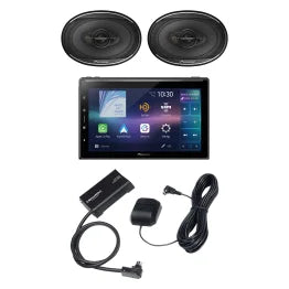 DMH-WT6000NEX 10.1-In. Car In-Dash Unit, Single-DIN with Floating Touch Screen, Wired/Wireless Apple CarPlay®/Android Auto™, and SiriusXM™ Ready w/SiriusConnect™ Vehicle Tuner & 2-Pack TS-A6961F 6-In. x 9-In. 450-Watt 4-Way Full-Range Coaxial Speakers