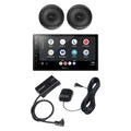 6.8-In. Car In-Dash Unit, Double-DIN Digital Media Receiver with Touch Screen, Bluetooth®, and Apple CarPlay®/Android Auto™ w/SiriusConnect™ Vehicle Tuner & 2-Pack TS-A1671F 6-1/2-In. 320-Watt 3-Way Full-Range Coaxial Speakers
