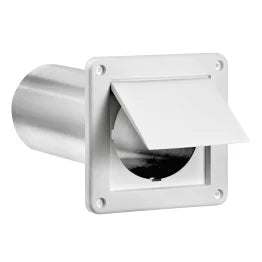 Lambro® 4-In. Plastic Wall Exhaust Dryer Vent with Single Flap and 11-in. Pipe, White, 1422WTP-R