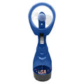 Celebrate 250™ 1-In. Portable Misting Fan with 2 Soft-Flex Blades, 1 Speed, Ice-Capable 6-Oz. Water Reservoir, Quiet, Battery Operated (Blue)