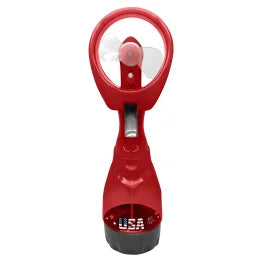 Celebrate 250™ Portable Misting Fan with Soft-Flex Blades, 1 Speed, Ice-Capable Water Reservoir, Quiet, Battery Operated (Red)